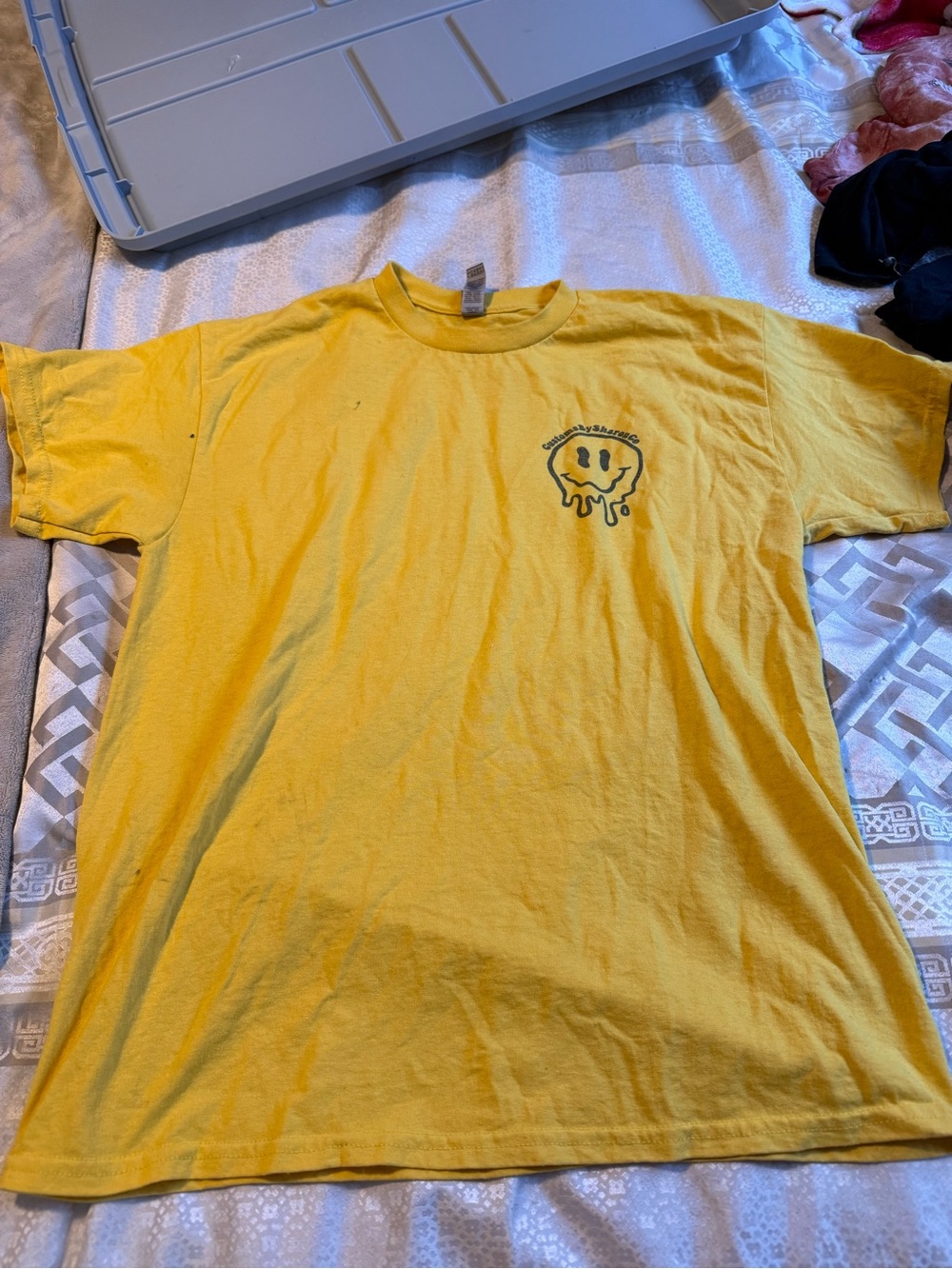 Yellow Drippy Smiley Graphic Tee